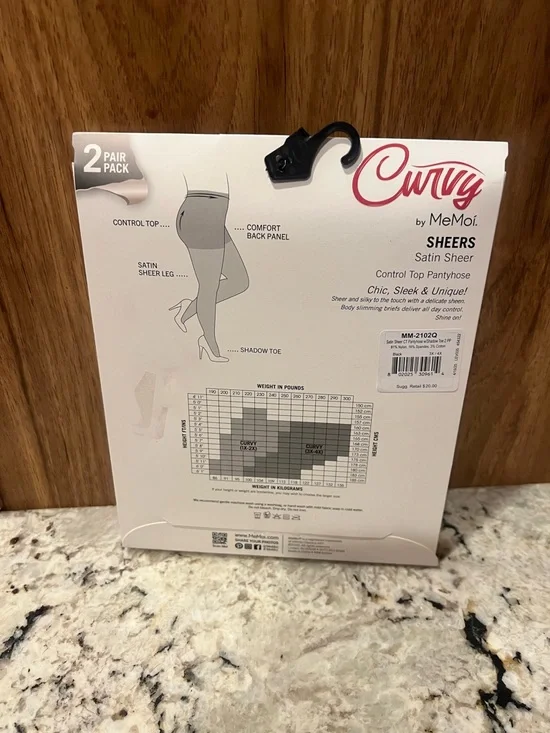 Moi Black Sheer Control Top Pantyhose - 2 Pair - Picture 3 of 4